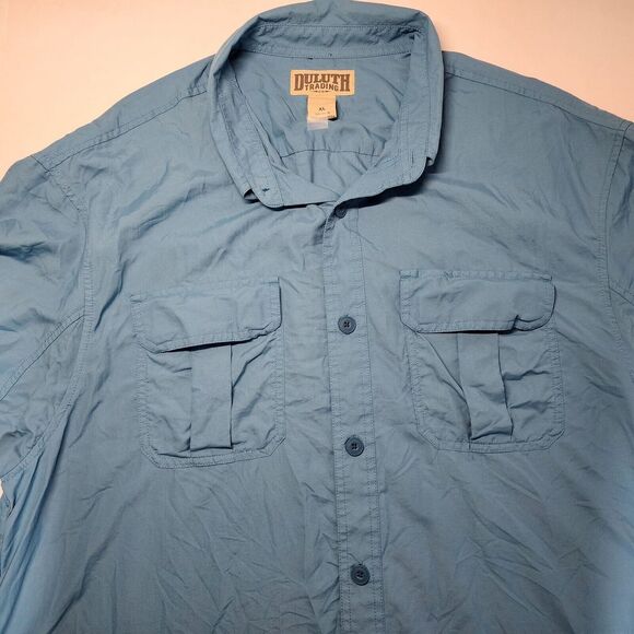 Other - DULUTH 100% RAYON SHORT SLEEVE BUTTON DOWN SHIRT SIZE XL BLUE